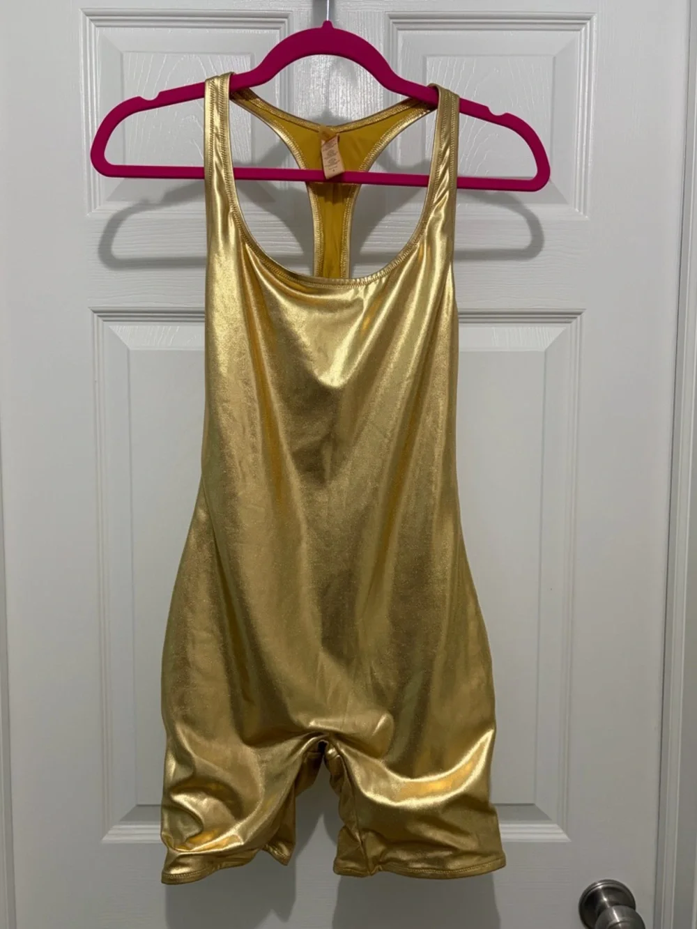 SKIMS Swim Gold Metallic Racerback Cycle Suit - Women's Medium